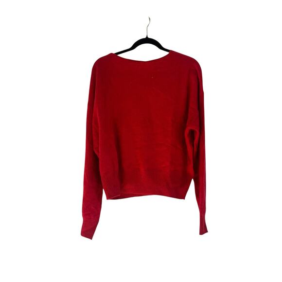 Lilysilk Brushed Cashmere V-Neck Pullover Sweater Long Sleeve Red Size L NWT - Picture 6 of 13